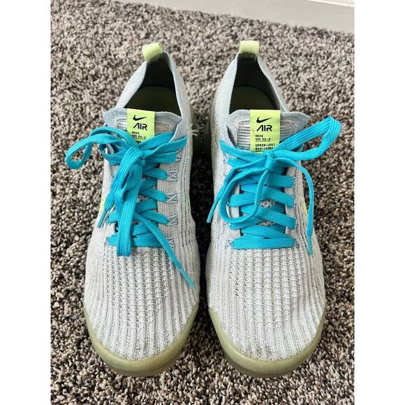 Nike Vapormax Flyknit 3 Pure Platinum Baltic Blue women's size 9 - Picture 4 of 7